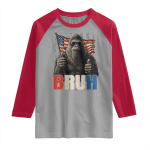 Funny 4th Of July Bigfoot Bruh Raglan Shirt Patriotic Sasquatch American US Flag TS11 Sport Gray Red Print Your Wear
