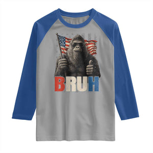 Funny 4th Of July Bigfoot Bruh Raglan Shirt Patriotic Sasquatch American US Flag TS11 Sport Gray Royal Print Your Wear