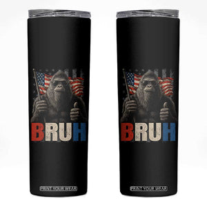 Funny 4th Of July Bigfoot Bruh Skinny Tumbler Patriotic Sasquatch American US Flag TS11 Black Print Your Wear