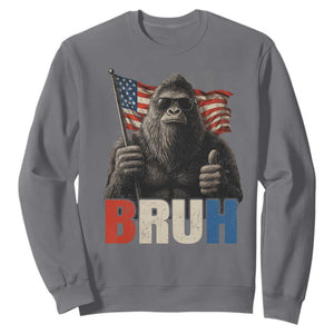 Funny 4th Of July Bigfoot Bruh Sweatshirt Patriotic Sasquatch American US Flag TS11 Charcoal Print Your Wear