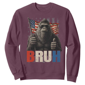 Funny 4th Of July Bigfoot Bruh Sweatshirt Patriotic Sasquatch American US Flag TS11 Maroon Print Your Wear