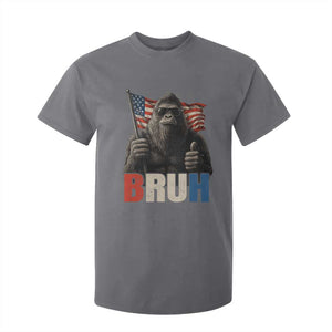 Funny 4th Of July Bigfoot Bruh T Shirt For Kid Patriotic Sasquatch American US Flag TS11 Charcoal Print Your Wear