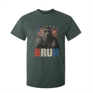 Funny 4th Of July Bigfoot Bruh T Shirt For Kid Patriotic Sasquatch American US Flag TS11 Dark Forest Green Print Your Wear