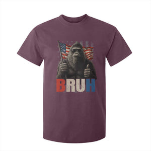 Funny 4th Of July Bigfoot Bruh T Shirt For Kid Patriotic Sasquatch American US Flag TS11 Maroon Print Your Wear