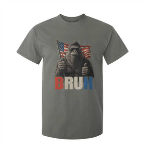 Funny 4th Of July Bigfoot Bruh T Shirt For Kid Patriotic Sasquatch American US Flag TS11 Military Green Print Your Wear