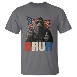 Funny 4th Of July Bigfoot Bruh T Shirt Patriotic Sasquatch American US Flag TS11 Charcoal Print Your Wear