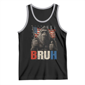 Funny 4th Of July Bigfoot Bruh Tank Top Patriotic Sasquatch American US Flag TS11 Black Athletic Heather Print Your Wear