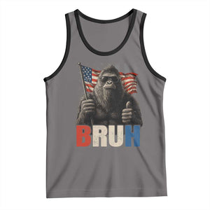 Funny 4th Of July Bigfoot Bruh Tank Top Patriotic Sasquatch American US Flag TS11 Deep Heather Black Print Your Wear