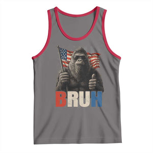 Funny 4th Of July Bigfoot Bruh Tank Top Patriotic Sasquatch American US Flag TS11 Deep Heather Red Print Your Wear