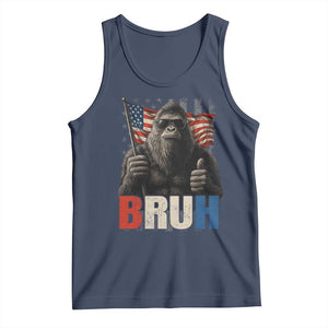 Funny 4th Of July Bigfoot Bruh Tank Top Patriotic Sasquatch American US Flag TS11 Navy Print Your Wear