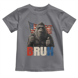 Funny 4th Of July Bigfoot Bruh Toddler T Shirt Patriotic Sasquatch American US Flag TS11 Charcoal Print Your Wear