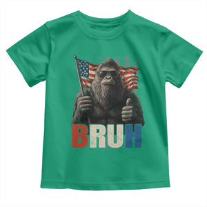 Funny 4th Of July Bigfoot Bruh Toddler T Shirt Patriotic Sasquatch American US Flag TS11 Irish Green Print Your Wear