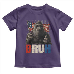 Funny 4th Of July Bigfoot Bruh Toddler T Shirt Patriotic Sasquatch American US Flag TS11 Purple Print Your Wear