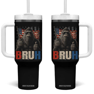 Funny 4th Of July Bigfoot Bruh Tumbler With Handle Patriotic Sasquatch American US Flag TS11 One Size: 40 oz Black Print Your Wear