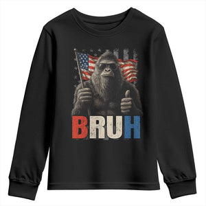 Funny 4th Of July Bigfoot Bruh Youth Sweatshirt Patriotic Sasquatch American US Flag TS11 Black Print Your Wear