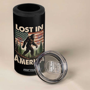 Funny 4th Of July Bigfoot Lost In America 4 in 1 Can Cooler Tumbler Patriotic Sasquatch US Flag Fireworks TS11 Print Your Wear