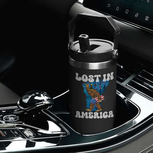 Funny 4th Of July Bigfoot Lost In America Flip Straw Tumbler Patriotic Sasquatch Rocket Footprint Fireworks TS11 Print Your Wear