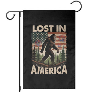 Funny 4th Of July Bigfoot Lost In America Garden Flag Patriotic Sasquatch US Flag Fireworks TS11 Black Print Your Wear