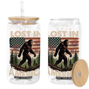 Funny 4th Of July Bigfoot Lost In America Glass Can Patriotic Sasquatch US Flag Fireworks TS11 Black Print Your Wear