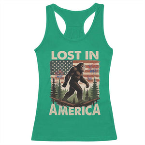 Funny 4th Of July Bigfoot Lost In America Racerback Tank Top Patriotic Sasquatch US Flag Fireworks TS11 Irish Green Print Your Wear