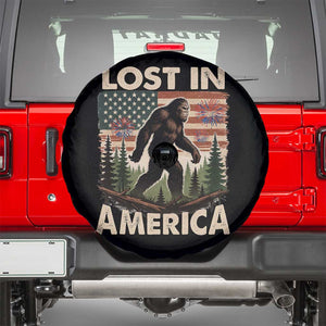 Funny 4th Of July Bigfoot Lost In America Spare Tire Cover Patriotic Sasquatch US Flag Fireworks TS11 Black Print Your Wear