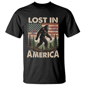 Funny 4th Of July Bigfoot Lost In America T Shirt Patriotic Sasquatch US Flag Fireworks TS11 Black Print Your Wear