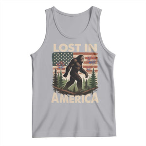 Funny 4th Of July Bigfoot Lost In America Tank Top Patriotic Sasquatch US Flag Fireworks TS11 Athletic Heather Print Your Wear