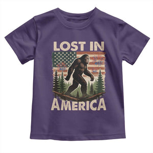 Funny 4th Of July Bigfoot Lost In America Toddler T Shirt Patriotic Sasquatch US Flag Fireworks TS11 Purple Print Your Wear