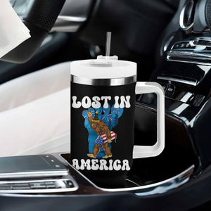 Funny 4th Of July Bigfoot Lost In America Tumbler With Handle Patriotic Sasquatch Rocket Footprint Fireworks TS11 Print Your Wear