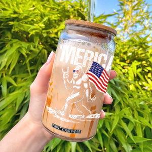 Funny 4th Of July Bigfoot Merica Glass Can Patriotic Sasquatch American US Flag TS11 Print Your Wear