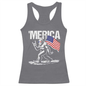Funny 4th Of July Bigfoot Merica Racerback Tank Top Patriotic Sasquatch American US Flag TS11 Charcoal Print Your Wear