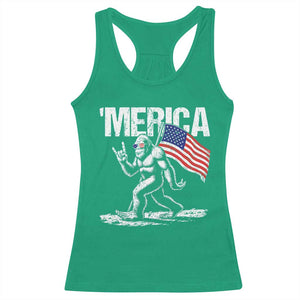 Funny 4th Of July Bigfoot Merica Racerback Tank Top Patriotic Sasquatch American US Flag TS11 Irish Green Print Your Wear