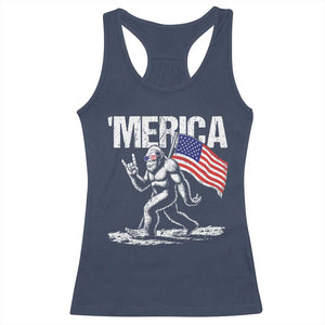 Funny 4th Of July Bigfoot Merica Racerback Tank Top Patriotic Sasquatch American US Flag TS11 Navy Print Your Wear