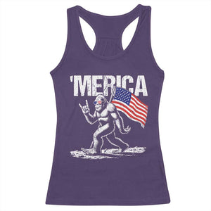 Funny 4th Of July Bigfoot Merica Racerback Tank Top Patriotic Sasquatch American US Flag TS11 Purple Print Your Wear