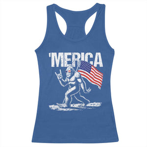 Funny 4th Of July Bigfoot Merica Racerback Tank Top Patriotic Sasquatch American US Flag TS11 Royal Blue Print Your Wear