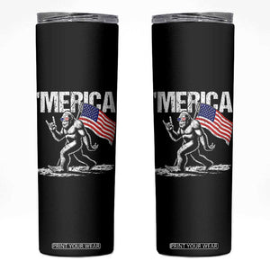 Funny 4th Of July Bigfoot Merica Skinny Tumbler Patriotic Sasquatch American US Flag TS11 Black Print Your Wear