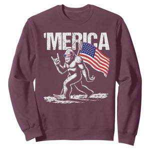 Funny 4th Of July Bigfoot Merica Sweatshirt Patriotic Sasquatch American US Flag TS11 Maroon Print Your Wear