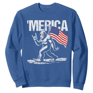 Funny 4th Of July Bigfoot Merica Sweatshirt Patriotic Sasquatch American US Flag TS11 Royal Blue Print Your Wear