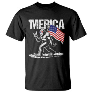 Funny 4th Of July Bigfoot Merica T Shirt Patriotic Sasquatch American US Flag TS11 Black Print Your Wear