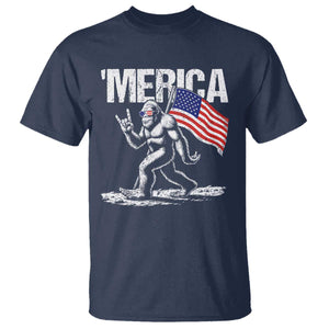 Funny 4th Of July Bigfoot Merica T Shirt Patriotic Sasquatch American US Flag TS11 Navy Print Your Wear