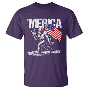 Funny 4th Of July Bigfoot Merica T Shirt Patriotic Sasquatch American US Flag TS11 Purple Print Your Wear