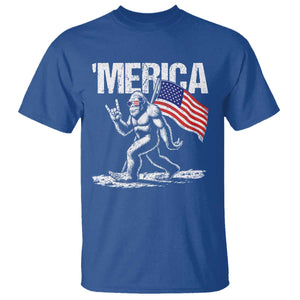 Funny 4th Of July Bigfoot Merica T Shirt Patriotic Sasquatch American US Flag TS11 Royal Blue Print Your Wear