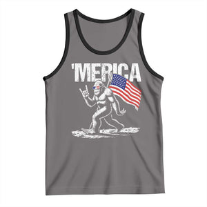 Funny 4th Of July Bigfoot Merica Tank Top Patriotic Sasquatch American US Flag TS11 Deep Heather Black Print Your Wear