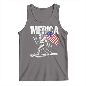 Funny 4th Of July Bigfoot Merica Tank Top Patriotic Sasquatch American US Flag TS11 Deep Heather Print Your Wear