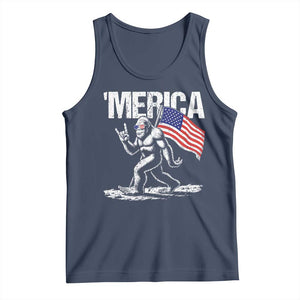 Funny 4th Of July Bigfoot Merica Tank Top Patriotic Sasquatch American US Flag TS11 Navy Print Your Wear