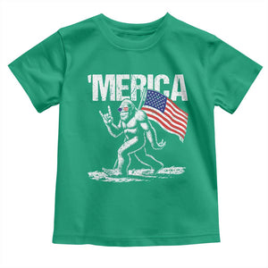 Funny 4th Of July Bigfoot Merica Toddler T Shirt Patriotic Sasquatch American US Flag TS11 Irish Green Print Your Wear