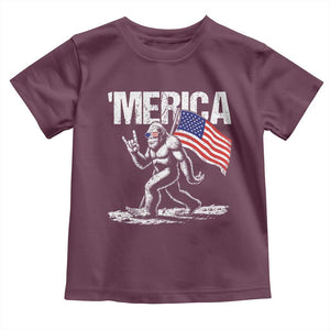 Funny 4th Of July Bigfoot Merica Toddler T Shirt Patriotic Sasquatch American US Flag TS11 Maroon Print Your Wear