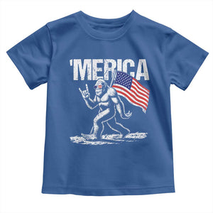 Funny 4th Of July Bigfoot Merica Toddler T Shirt Patriotic Sasquatch American US Flag TS11 Royal Blue Print Your Wear