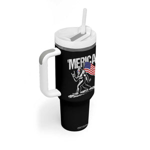 Funny 4th Of July Bigfoot Merica Tumbler With Handle Patriotic Sasquatch American US Flag TS11 Print Your Wear