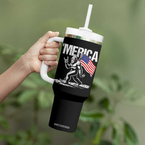 Funny 4th Of July Bigfoot Merica Tumbler With Handle Patriotic Sasquatch American US Flag TS11 Print Your Wear